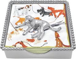 Mariposa Labrador Beaded Napkin Box Set, Silver