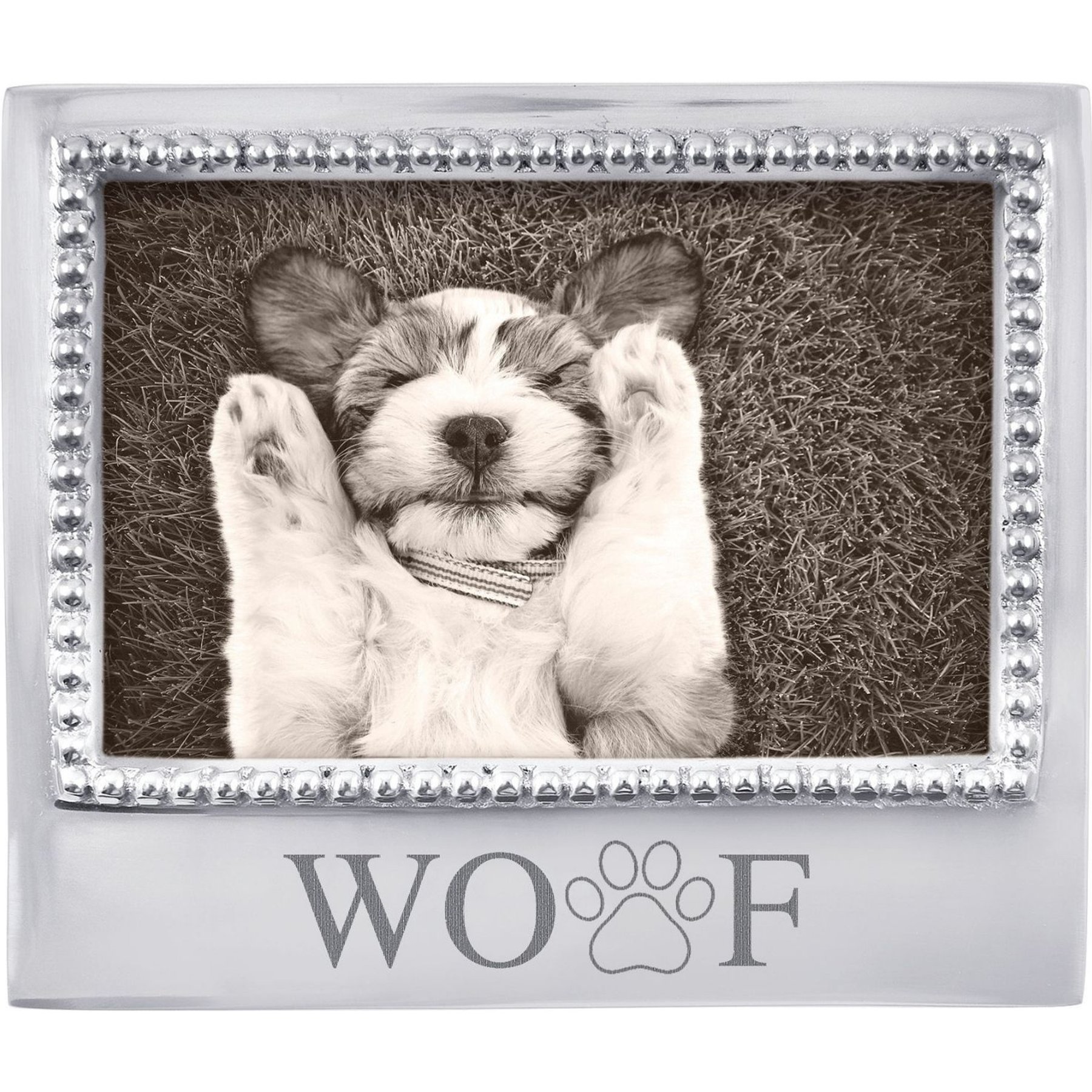 Mariposa Woof Beaded Picture Frame, Silver, 4 x 6 in
