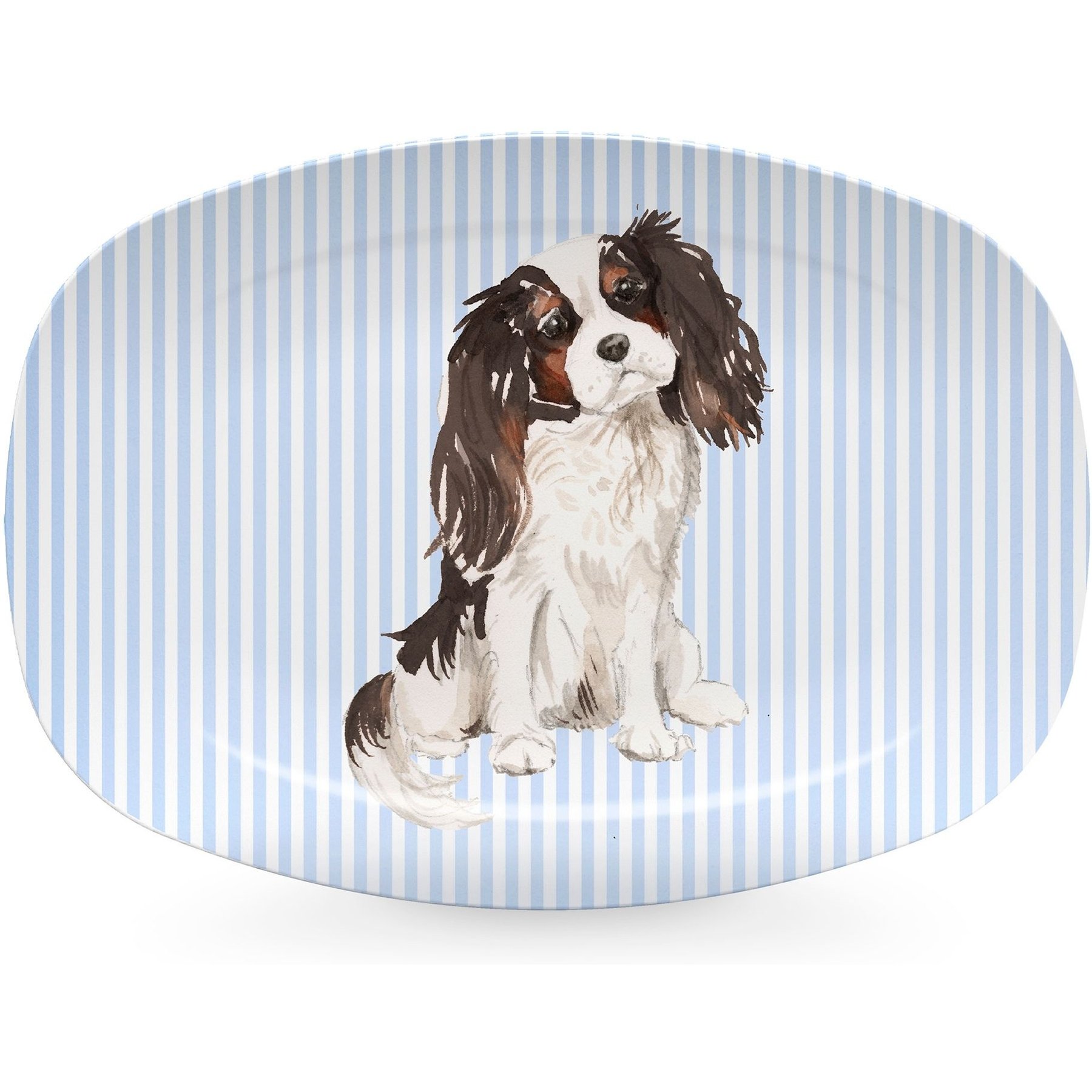 Mariposa Best Friends Tri-Color Cavalier King Serving Platter, Blue