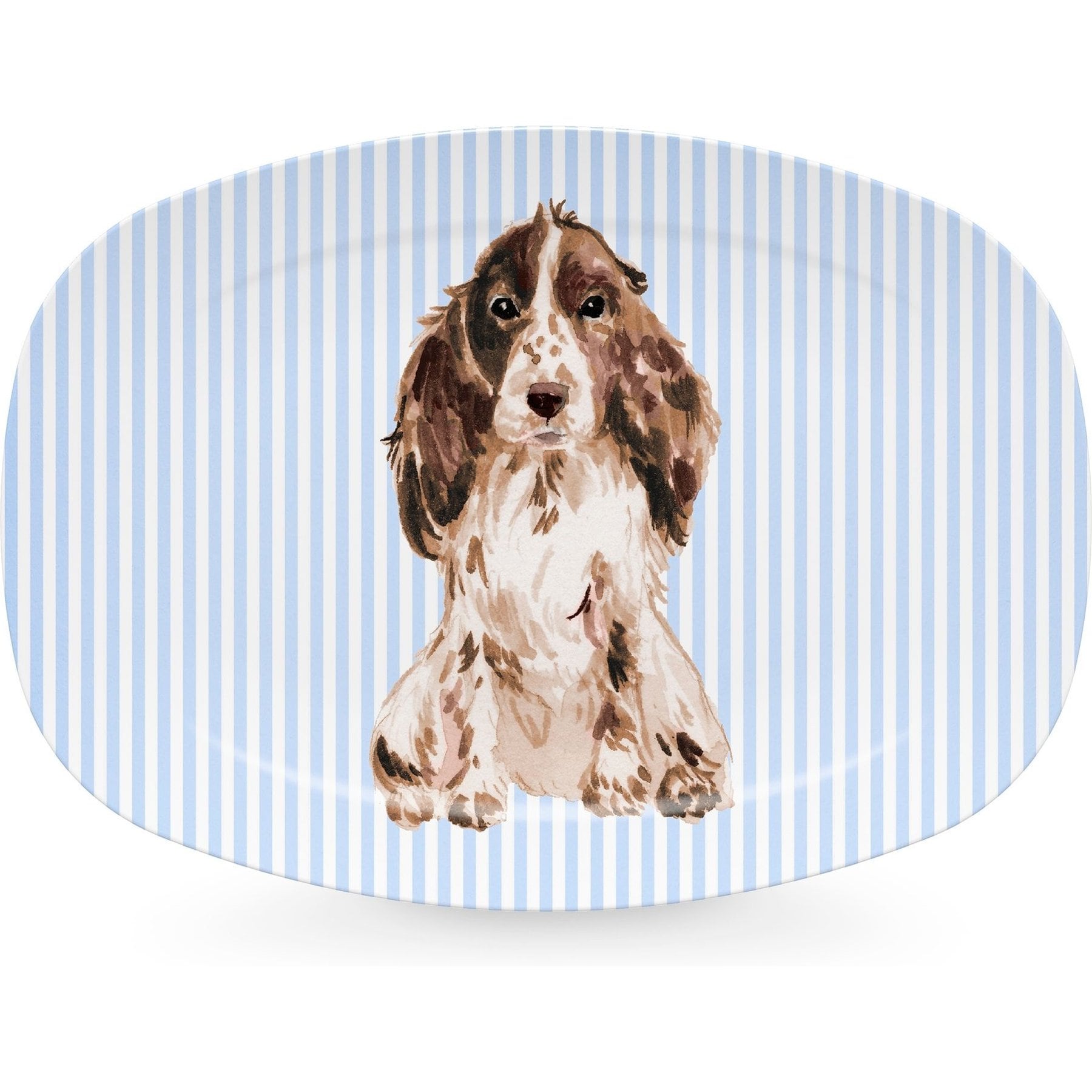 Mariposa Best Friends Brown Cocker Spaniel Serving Platter, Blue