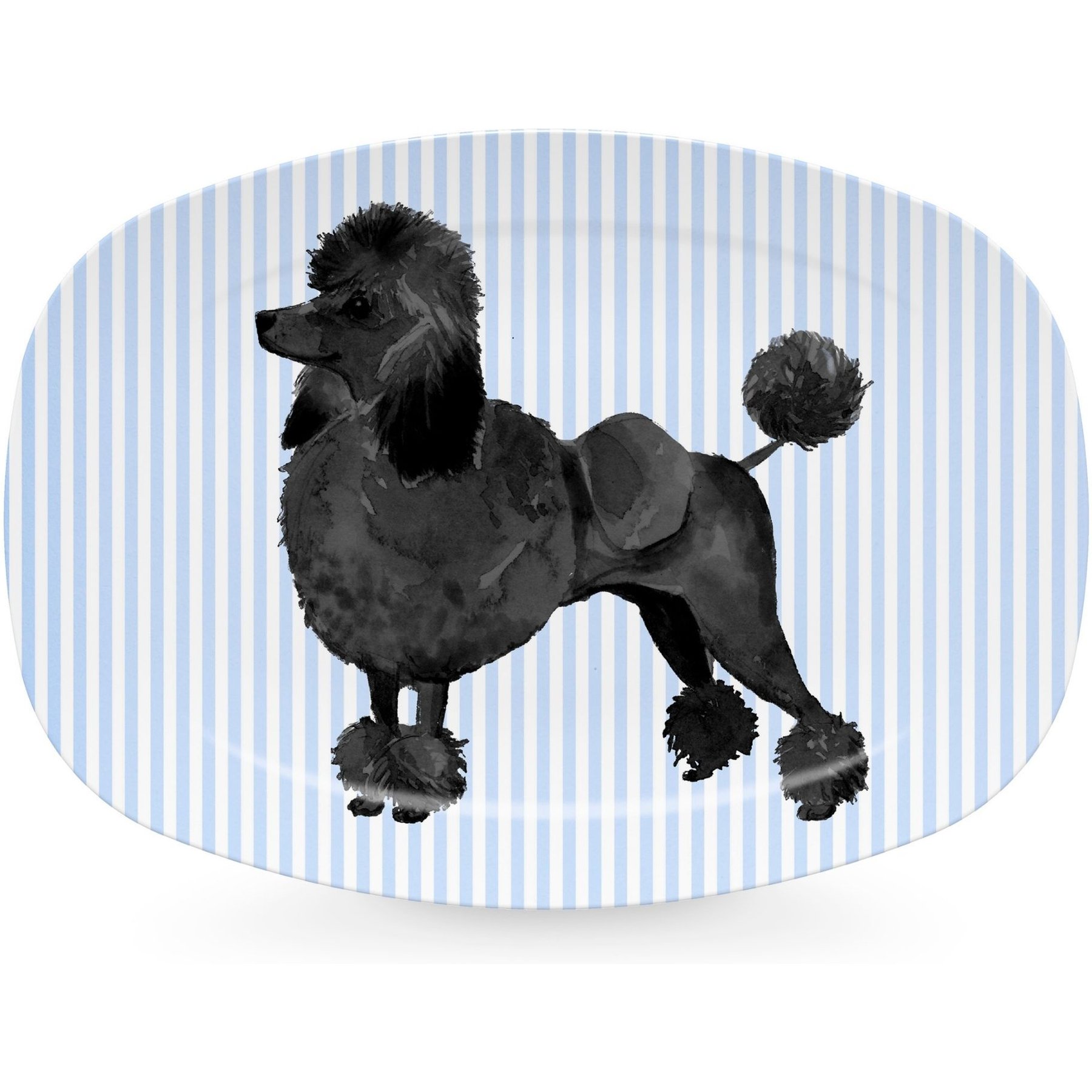 Mariposa Best Friends Black Poodle Serving Platter, Blue
