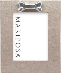 Mariposa Natural Linen with Dog Bone Picture Frame, Silver, 5 x 7 in