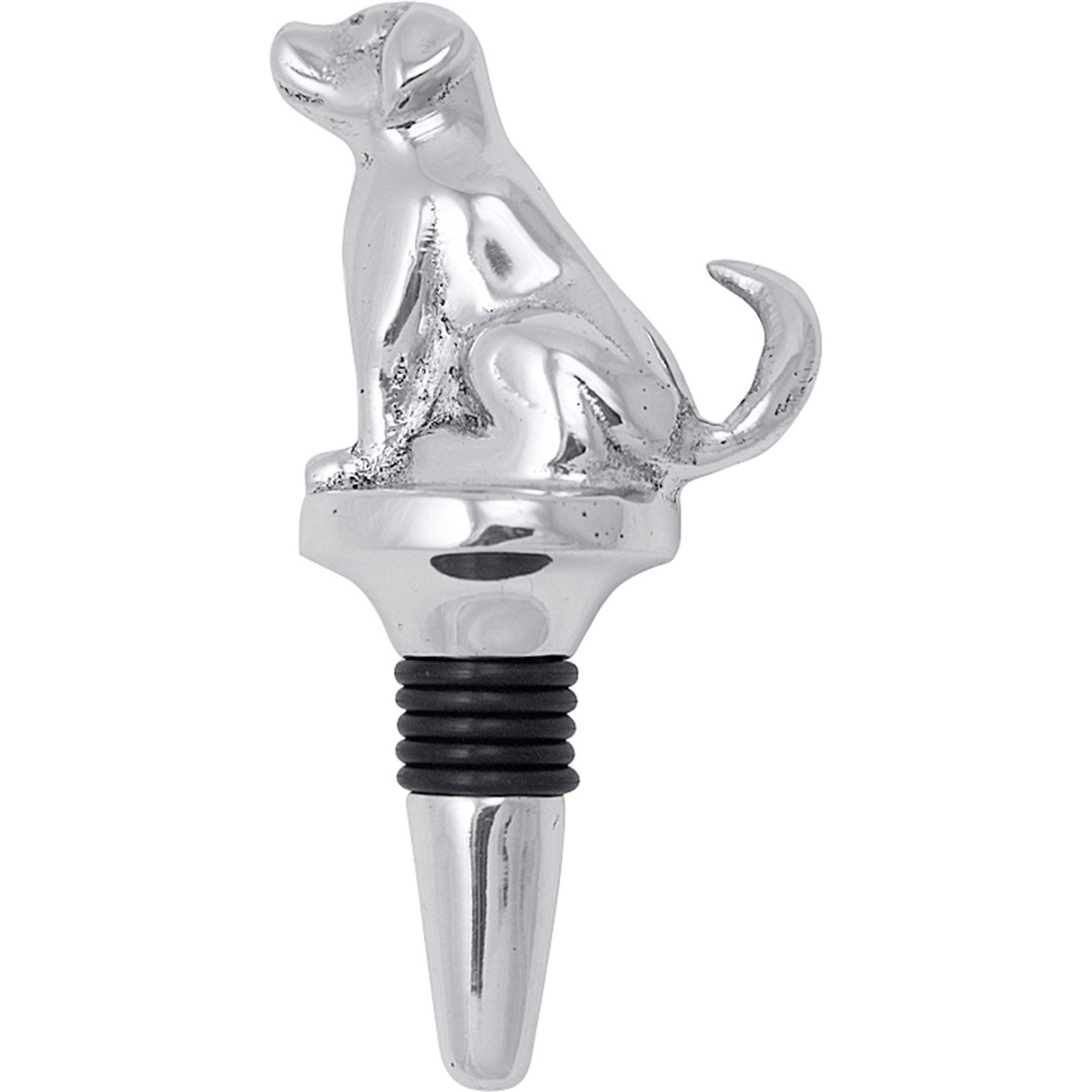 Mariposa Labrador Bottle Stopper, Silver