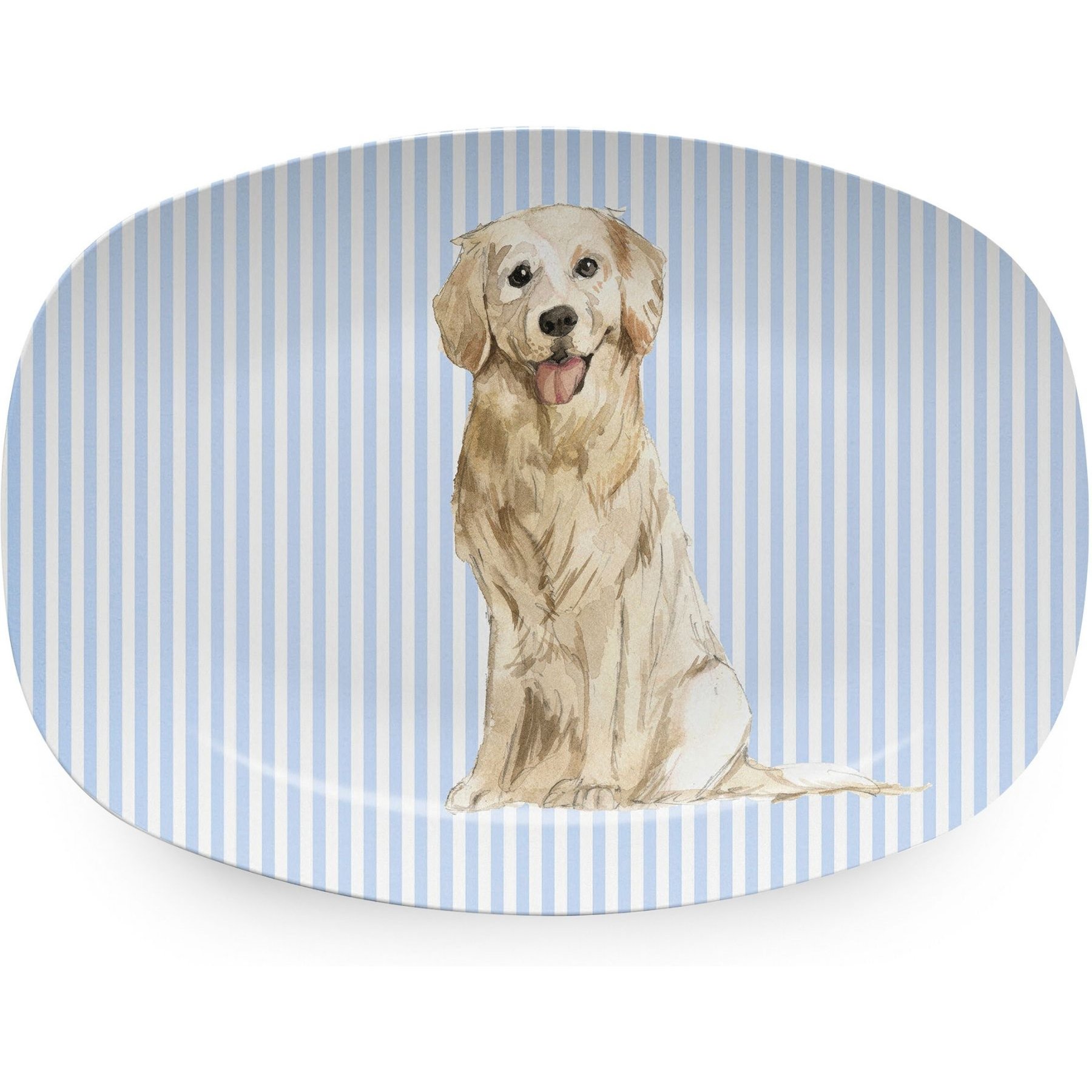 Mariposa Best Friends Golden Retriever Serving Platter, Blue