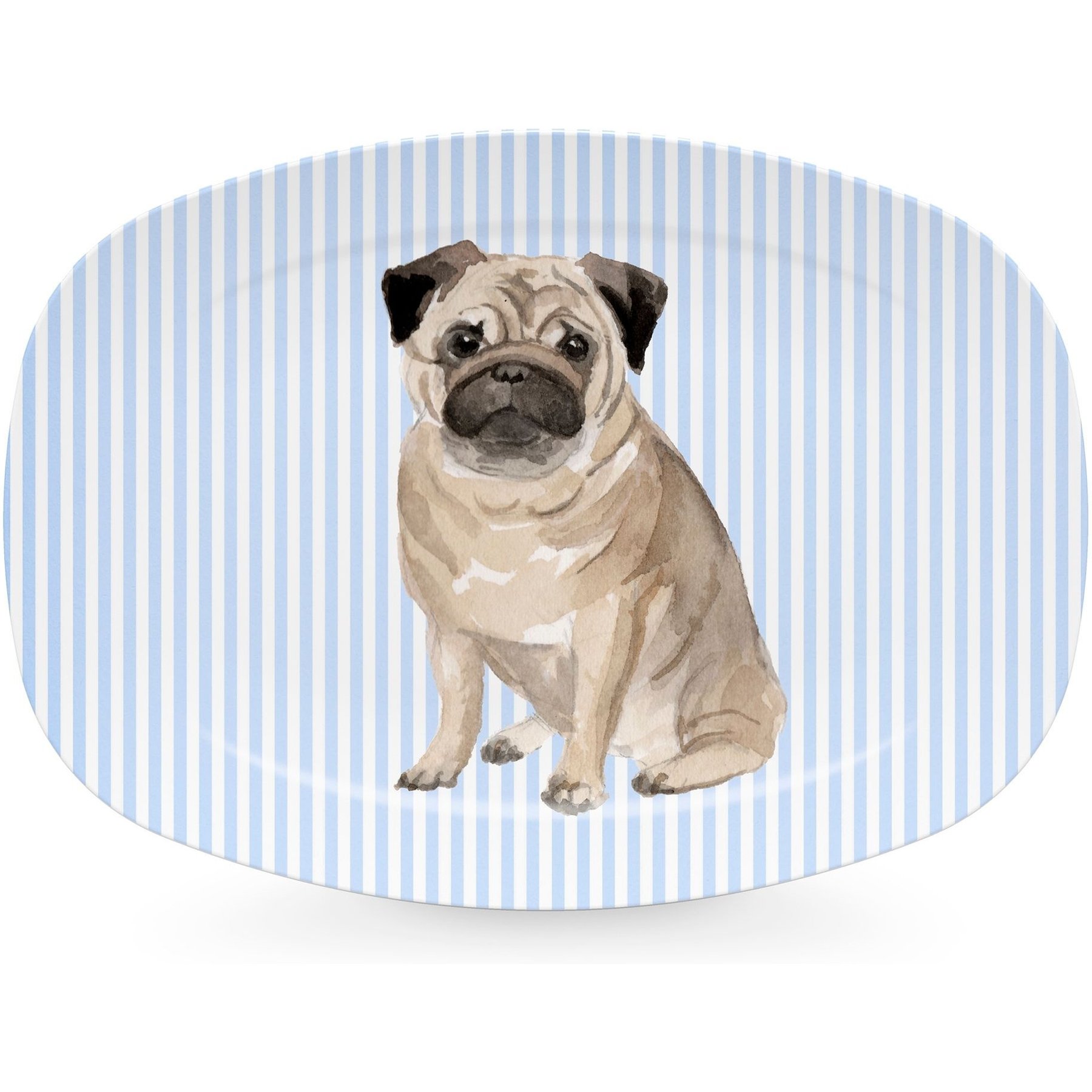 Mariposa Best Friends Pug Serving Platter, Blue