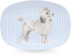 Mariposa Best Friends White Poodle Serving Platter, Blue