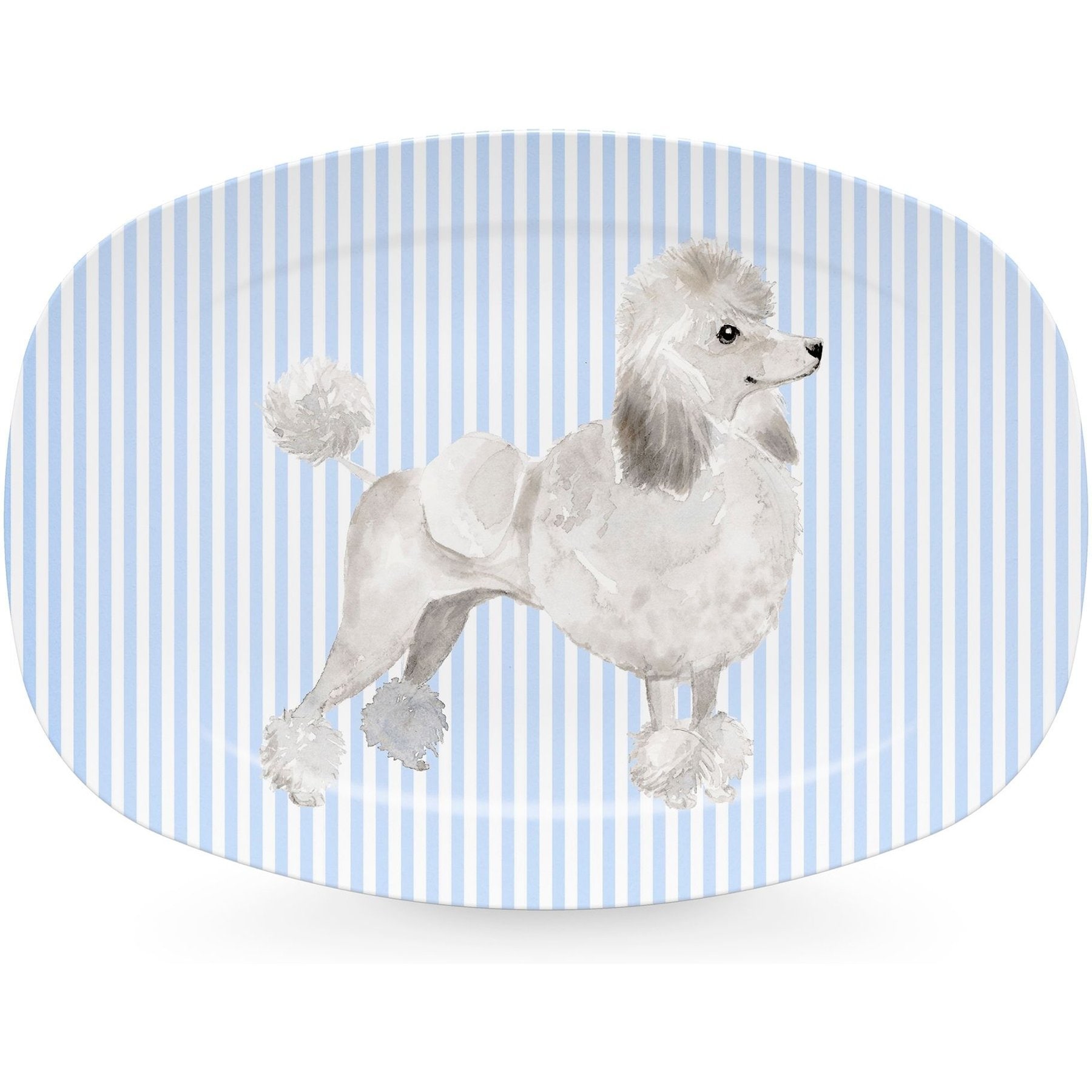 Mariposa Best Friends White Poodle Serving Platter, Blue
