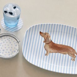 Mariposa Best Friends Tan Dachshund Serving Platter, Blue slide 2 of 2