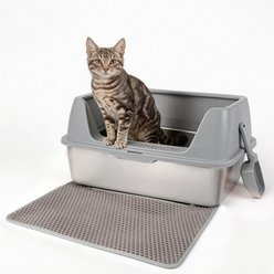 allforpaws Go Fresh-MeowLoo Cat Litter Box, Grey, 23-in