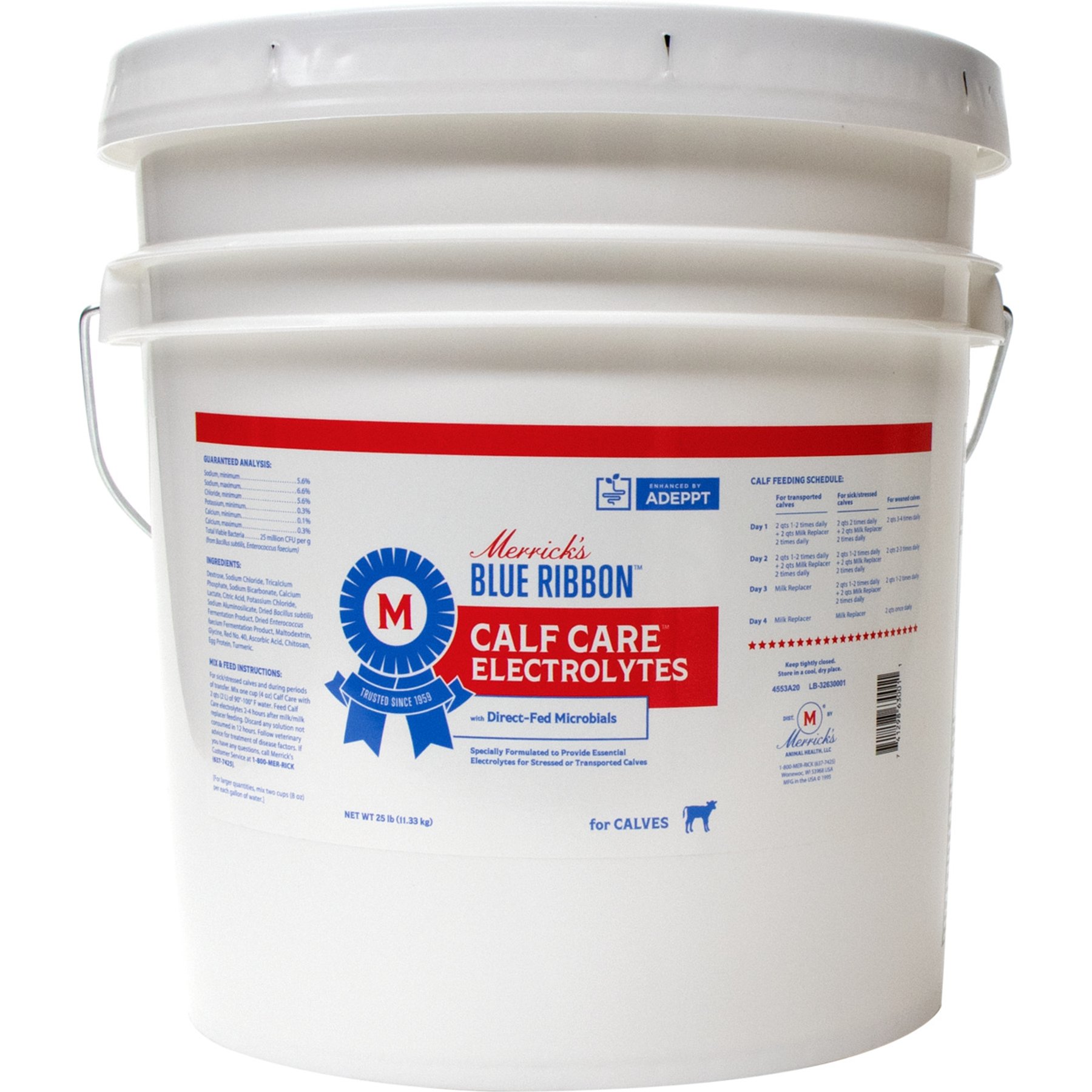 Merrick's Blue Ribbon Calf Care Electrolytes Cattle Supplement, 25-lb pail