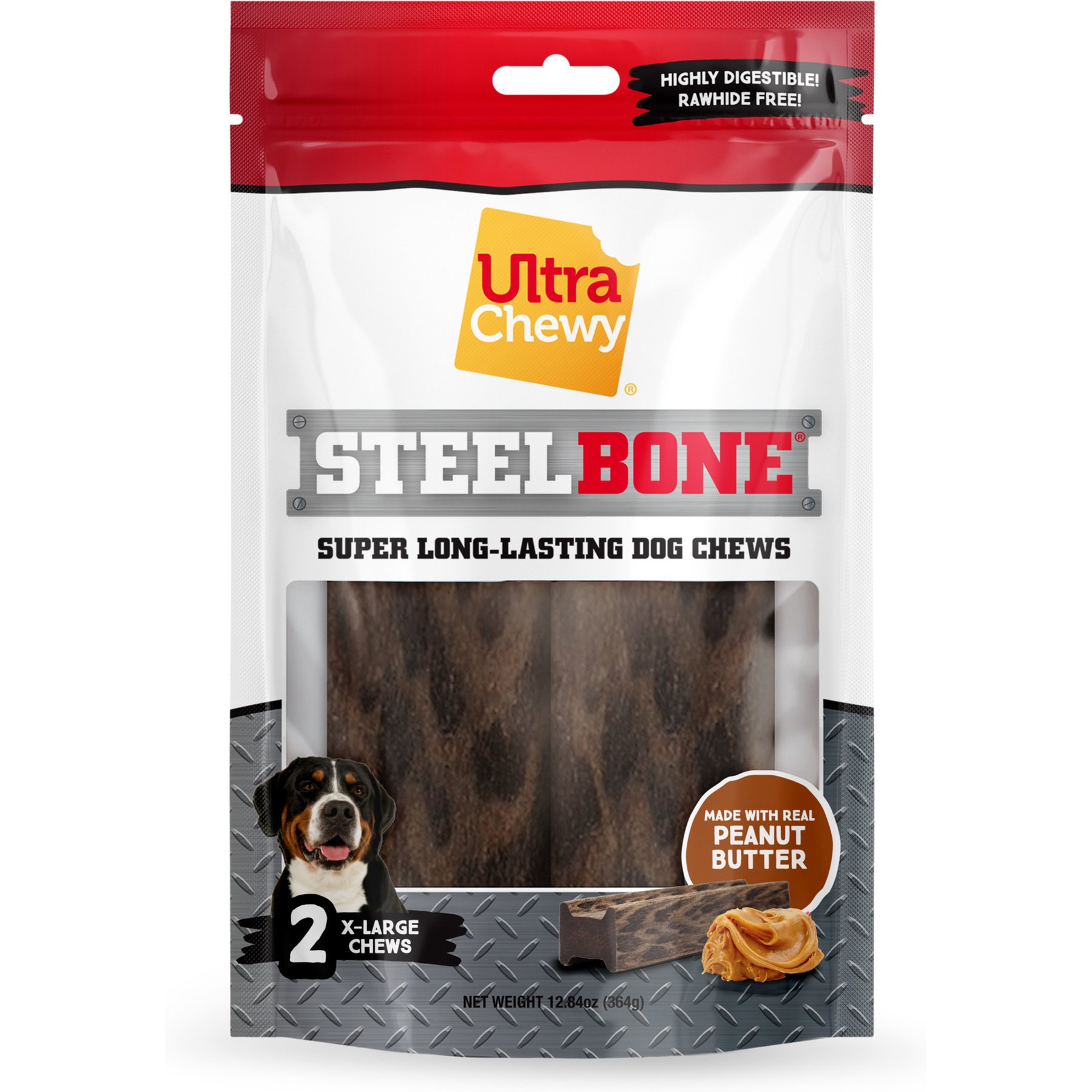 Ultra Chewy UC Steel X-Large Peanut Butter Flavored Dog Bone, 12.84-oz bag, 3 count