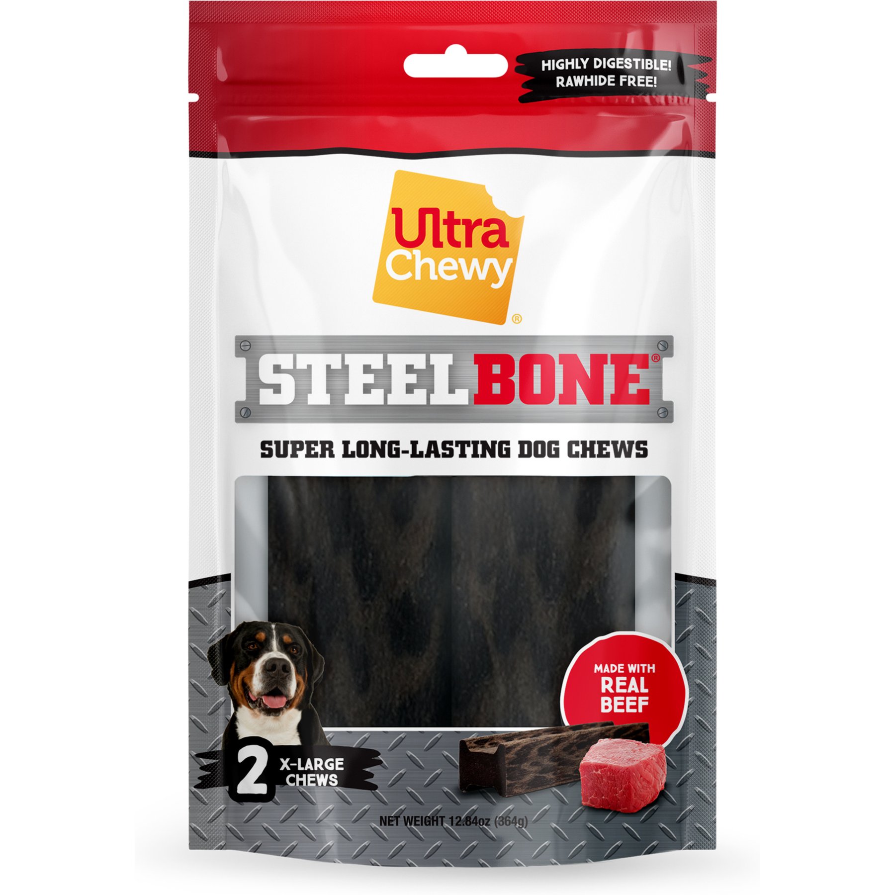 Ultra Chewy UC Steel X-Large Beef Flavored Hard Dog Bone, 12.84-oz bag, 3 count