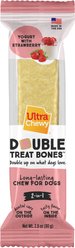 Ultra Chewy UC Double Treat Bone Strawberry Yogurt Dog Dental Chew Treats, 2.8-oz bag, 5 count