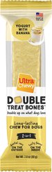 Ultra Chewy UC Double Treat Bone Banana Yogurt Dog Dental Chew Treats, 2.8-oz bag, 5 count