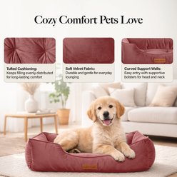 MODERN THREADS Luxury Tufted Velvet Cuddler Dog & Cat Bed, Rosewood, Medium slide 2 of 6