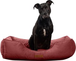 MODERN THREADS Luxury Tufted Velvet Cuddler Dog & Cat Bed with Removable Cover, Rosewood, Large