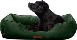 MODERN THREADS Luxury Tufted Velvet Cuddler Dog & Cat Bed with Removable Cover, Forest Green, Large