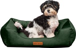 MODERN THREADS Luxury Tufted Velvet Cuddler Dog & Cat Bed, Forest Green, Medium