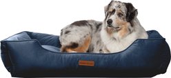 MODERN THREADS Luxury Tufted Velvet Cuddler Dog & Cat Bed with Removable Cover, Denim, X-Large