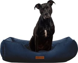 MODERN THREADS Luxury Tufted Velvet Cuddler Dog & Cat Bed with Removable Cover, Denim, Large