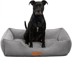 MODERN THREADS Luxury Tufted Velvet Cuddler Dog & Cat Bed with Removable Cover, Charcoal, Large