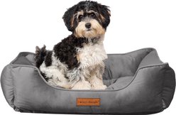 MODERN THREADS Luxury Tufted Velvet Cuddler Dog & Cat Bed, Charcoal, Medium