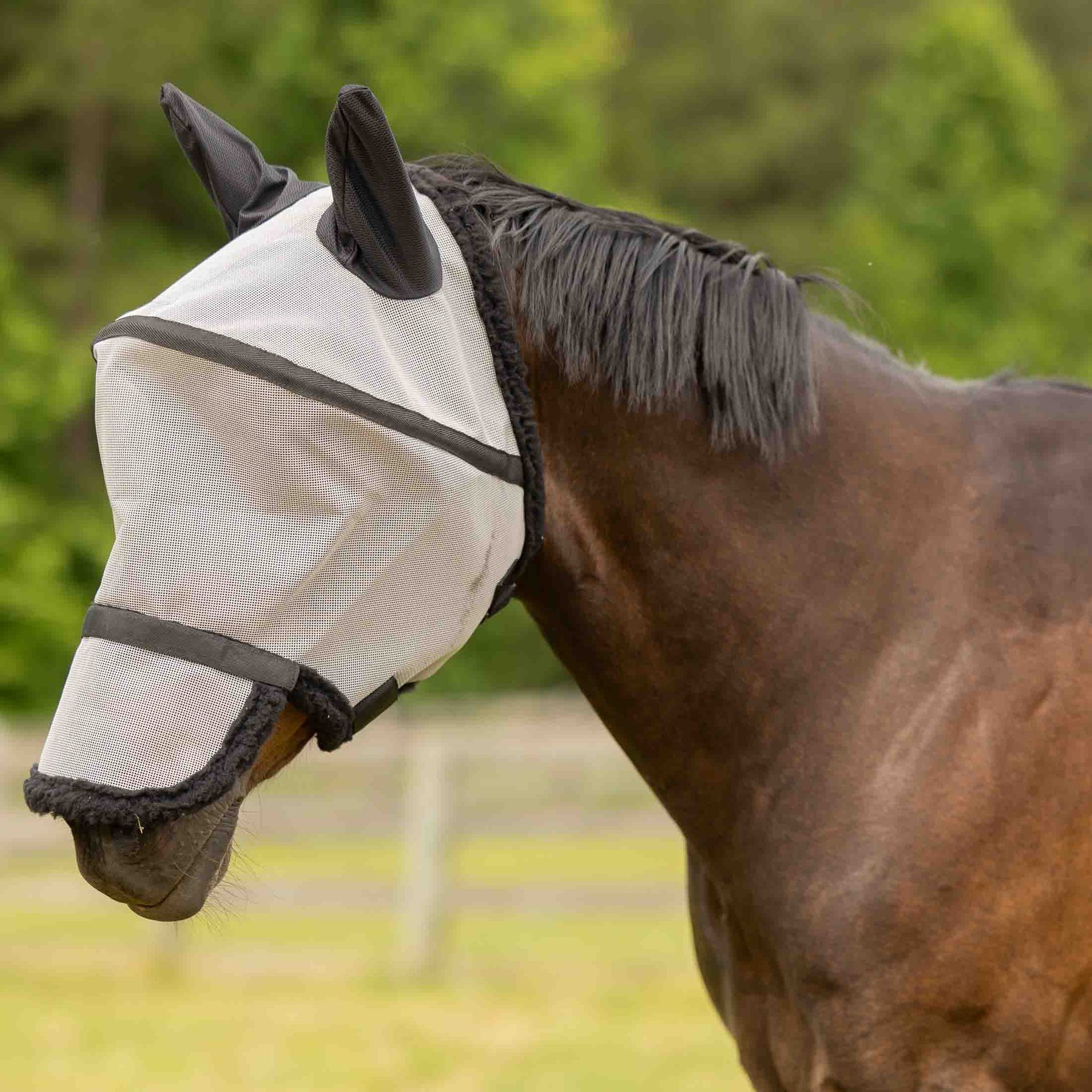 Equinavia Visor Horse Fly Mask with Detachable Nose, Grey, Cob
