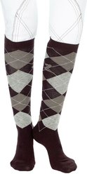Horze Holly Argyle Horse Riding Socks, Dark Brown, M 9-13 slide 1 of 4