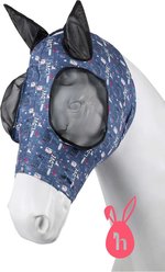 Horze Elastic Pull-On Horse Fly Mask, Dark Navy Graffiti, Horse