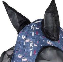 Horze Elastic Pull-On Horse Fly Mask, Dark Navy Graffiti, Horse slide 2 of 3