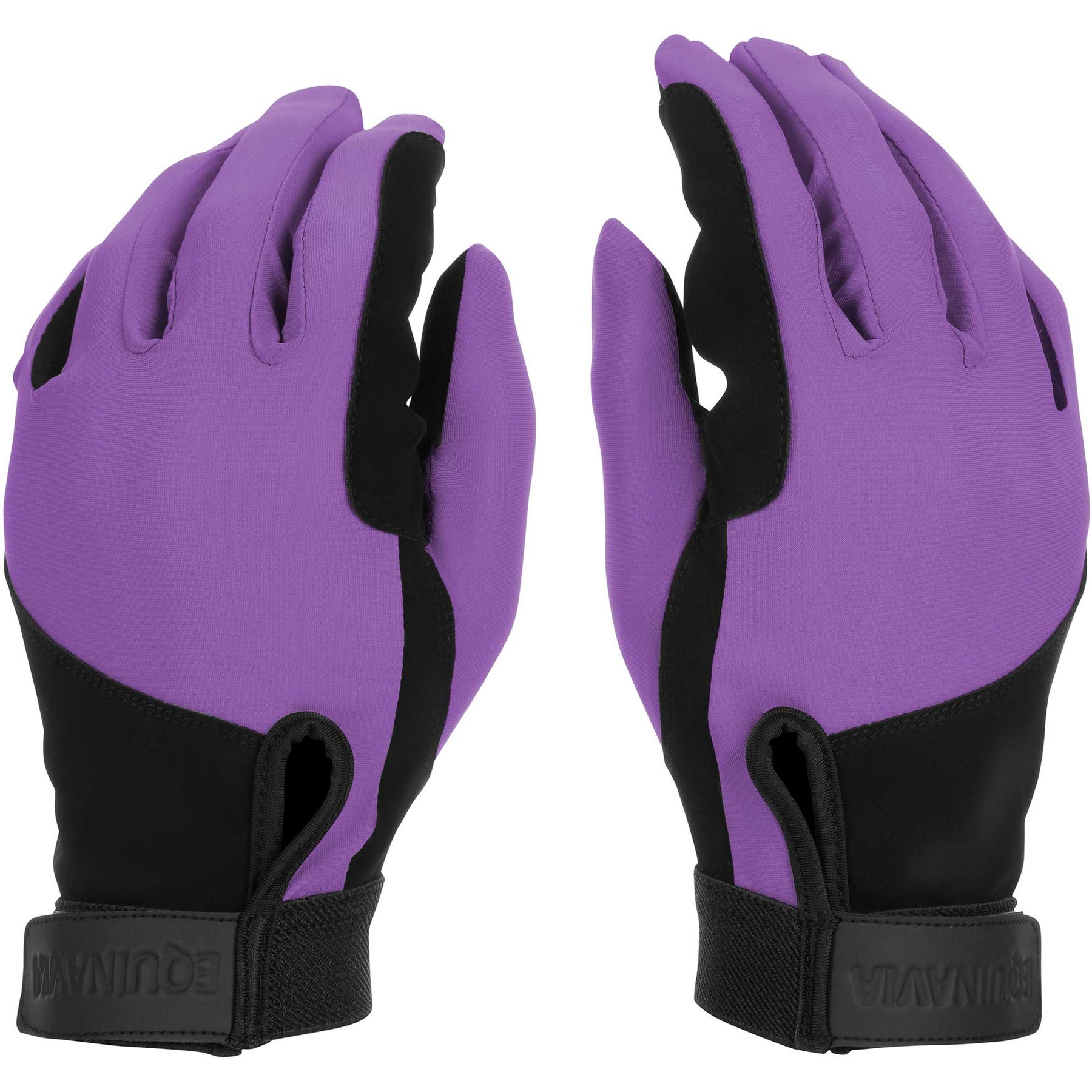 Equinavia Klara Schooling Horse Riding Gloves, Black/Deep Lavender, 6