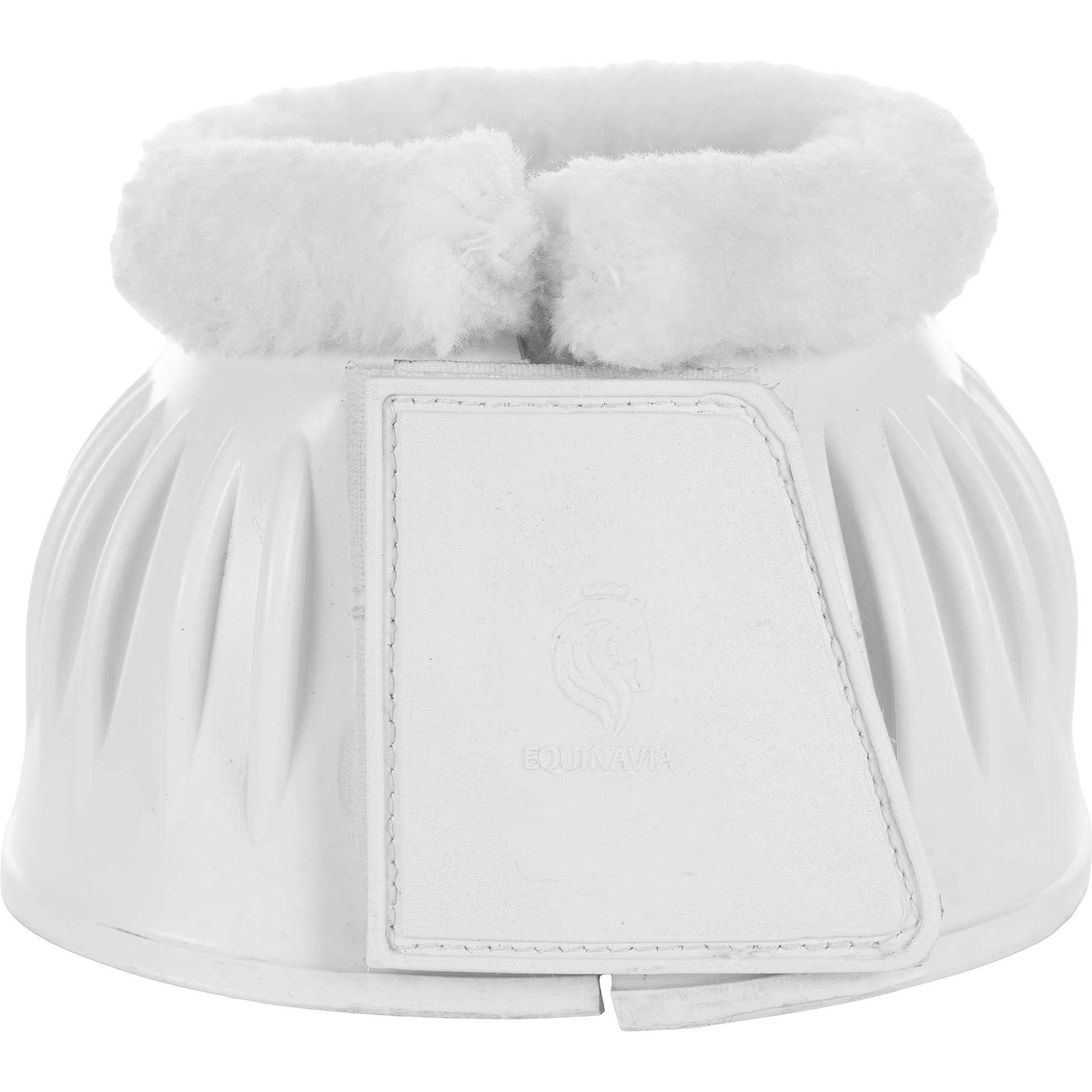 Equinavia Double Lock Fleece Top Rubber Horse Bell Boots, White, Small