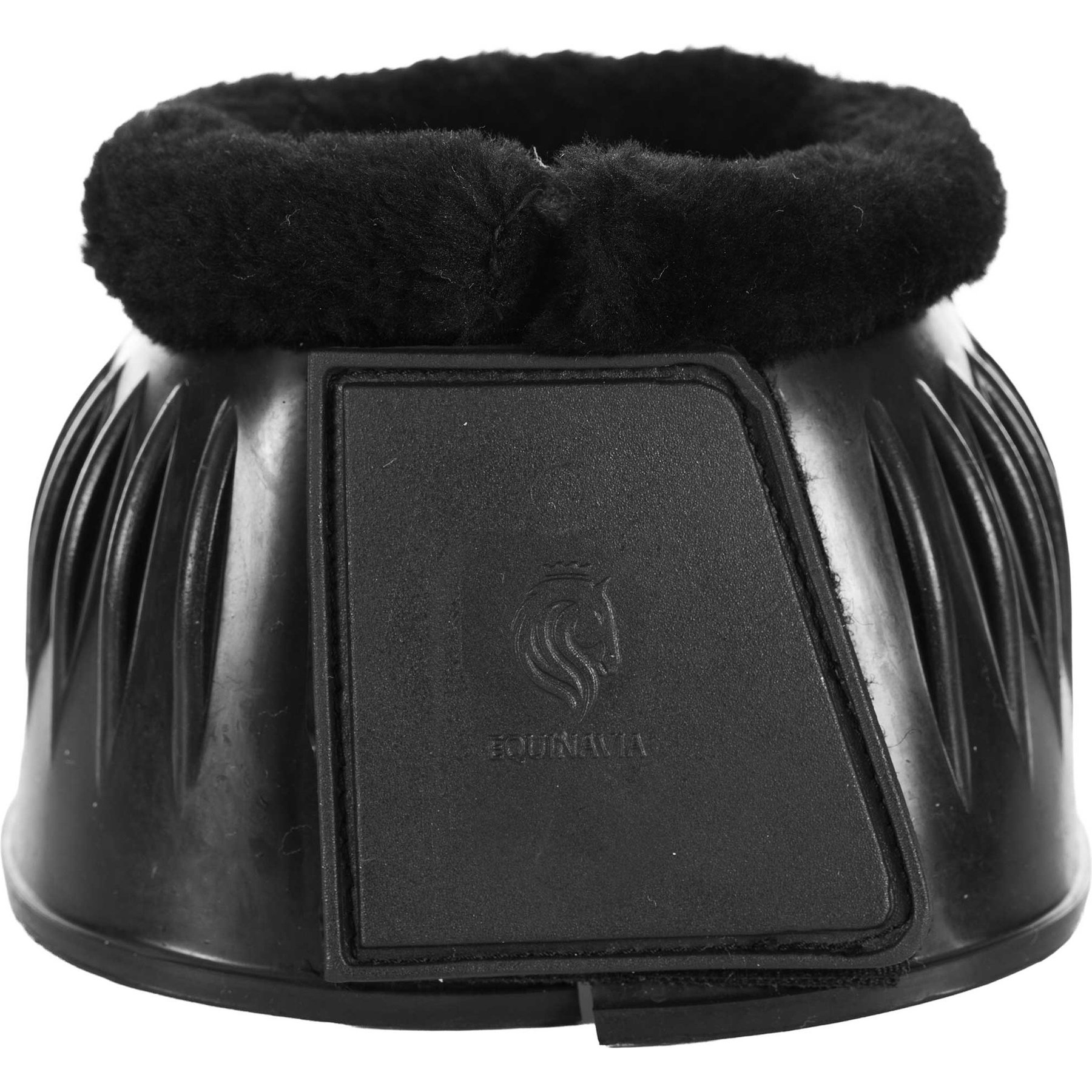 Equinavia Double Lock Fleece Top Rubber Horse Bell Boots, Black, XX-Large