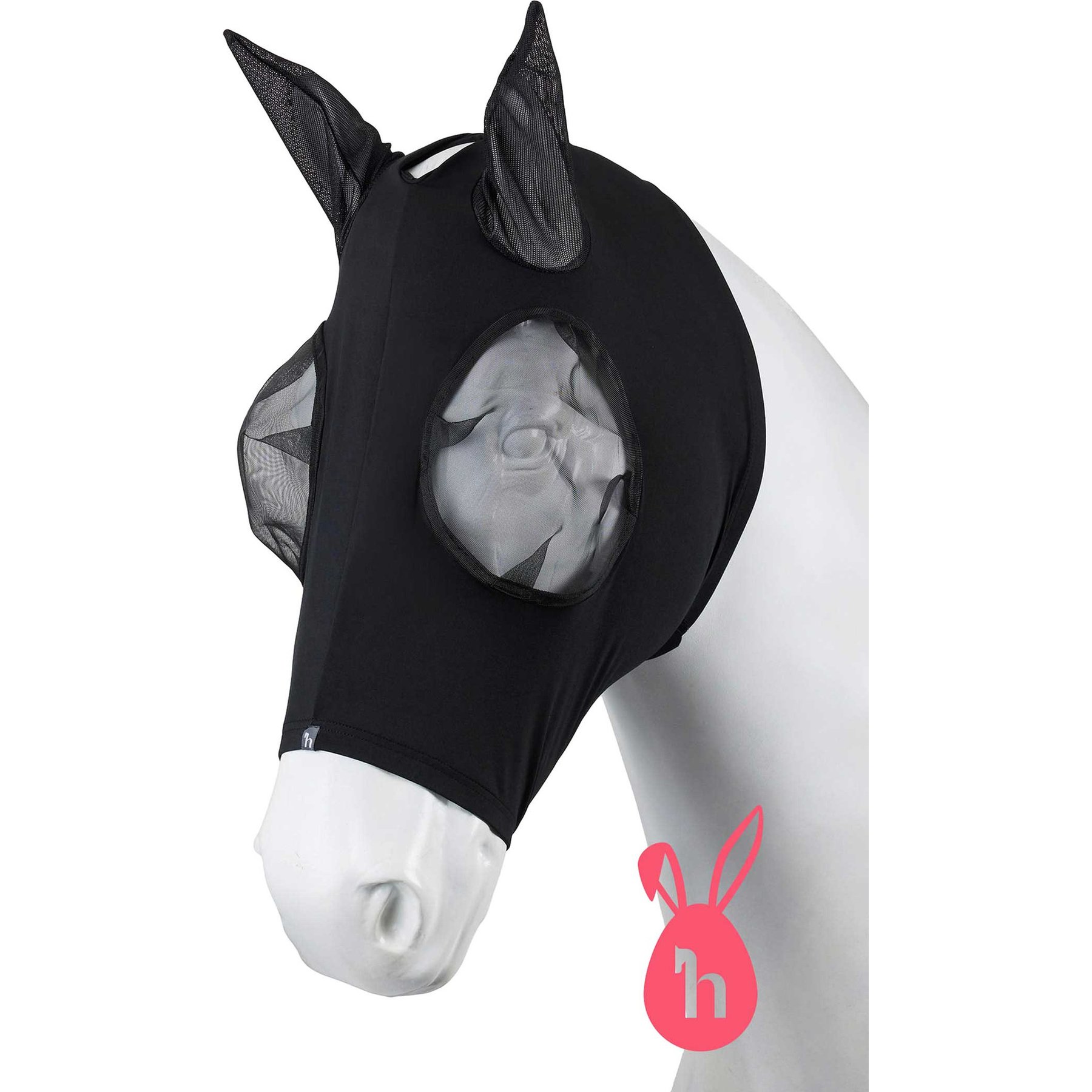 Horze Elastic Zip-Up Horse Fly Mask, Black, Cob