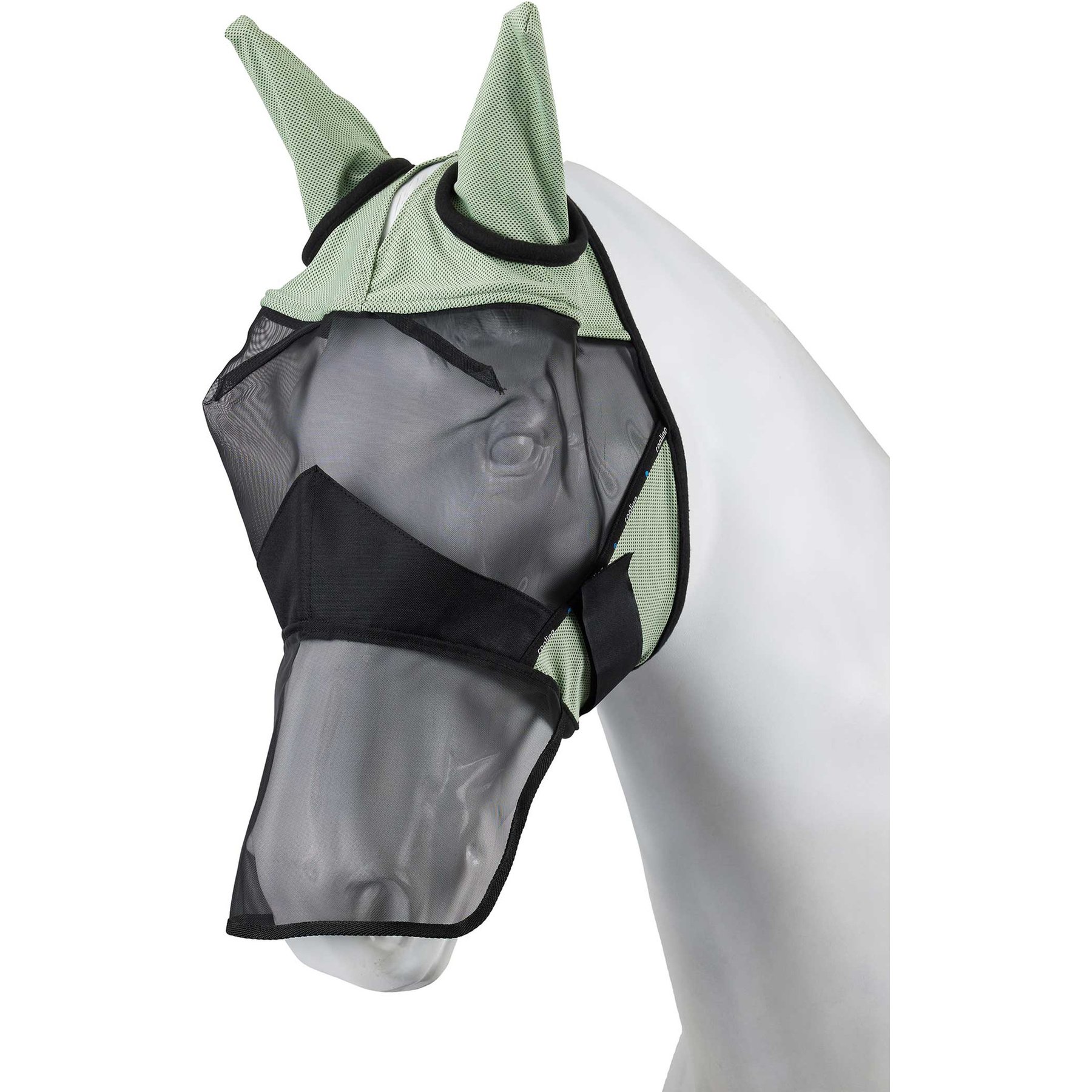 Horze Cooling Long Nose Horse Fly Mask, Celadon Green, X-Large