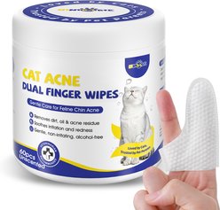 Ninibabie Acne Chin Treatment Dual-Finger Unscented Cat Wipes, 60 count