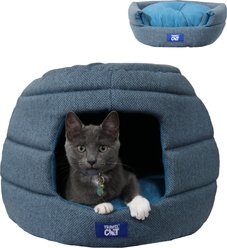 Travel Cat The Meowbile Home Convertible Pillow Cat Cave Bed, Heather Blue