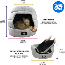 Travel Cat The Meowbile Home Convertible Pillow Cat Cave Bed, Heather Grey slide 2 of 8