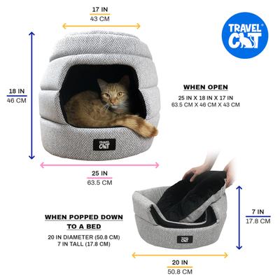 Show full view: Travel Cat The Meowbile Home Convertible Pillow Cat Cave Bed, Heather Grey slide 8 of 8