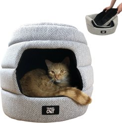 Travel Cat The Meowbile Home Convertible Pillow Cat Cave Bed, Heather Grey
