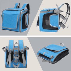 DOPZER Expandable Backpack Bike Basket Soft-Sided Airline-Approved Bag Dog & Cat Carrier, 14.1 x 12.2 x 10.2-in, Blue slide 2 of 8