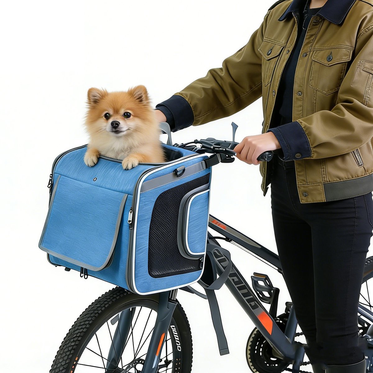 DOPZER Expandable Backpack Bike Basket Soft-Sided Airline-Approved Bag Dog & Cat Carrier, 14.1 x 12.2 x 10.2-in, Blue