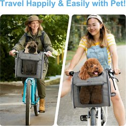 DOPZER Expandable Backpack Bike Basket Soft-Sided Airline-Approved Bag Dog & Cat Carrier, 14.1 x 12.2 x 10.2-in, Grey slide 2 of 7