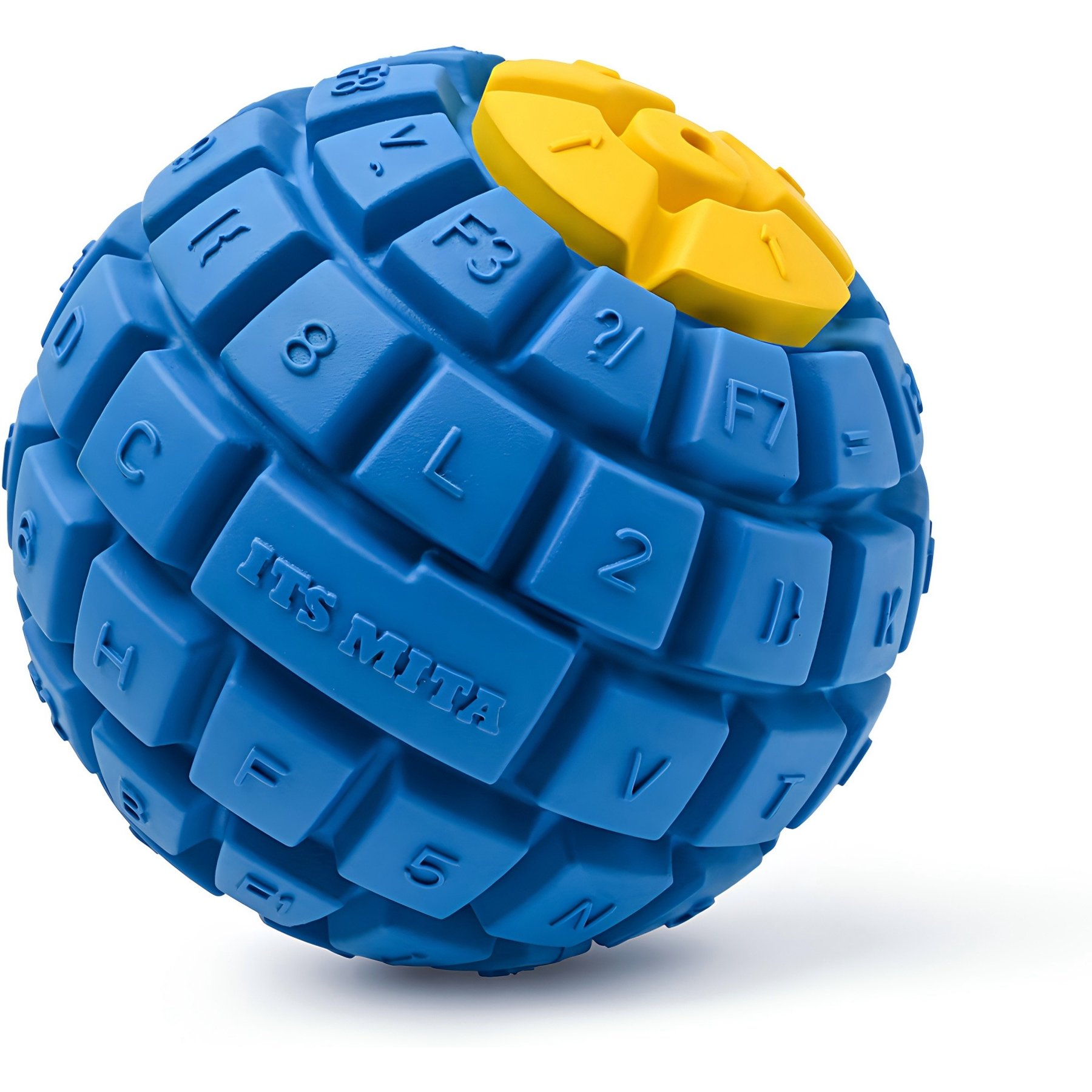 Petopia Squeaky Keyboard Ball Tough Dog Chew Toy, Blue, Medium