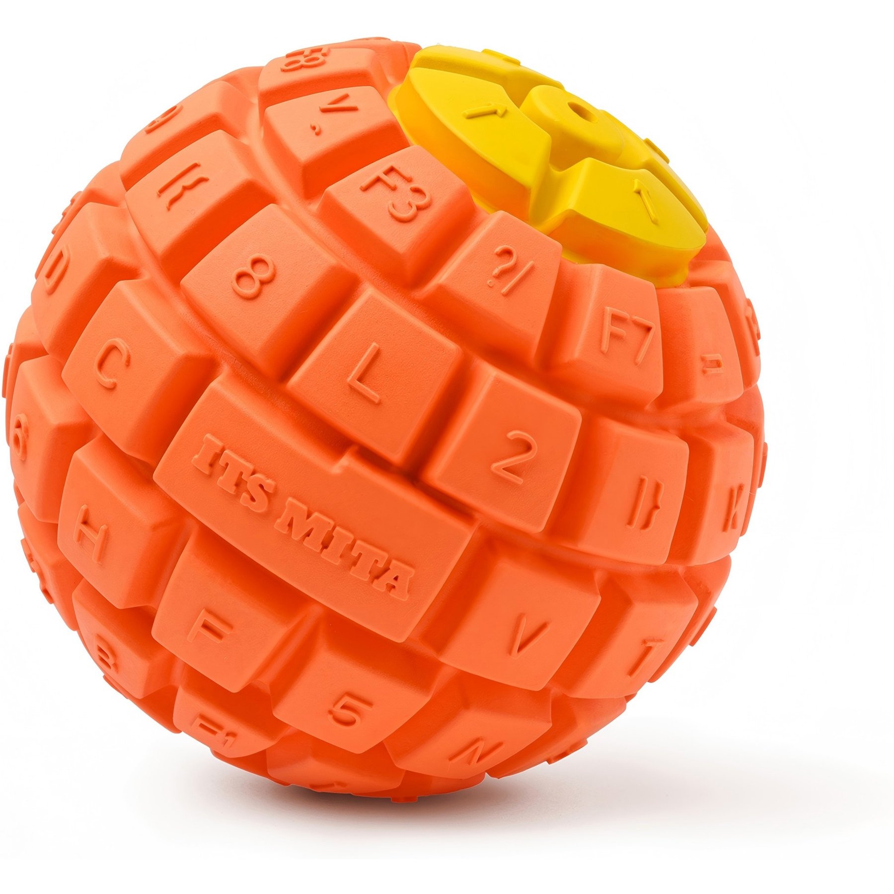 Petopia Squeaky Keyboard Ball Tough Dog Chew Toy, Orange, Medium