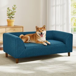 Yafylly Modern Linen Couch Sofa Bed with Backrest & Armrests for Medium & Large Dogs, Medium: 39.5 x 23 x 14-in, Blue