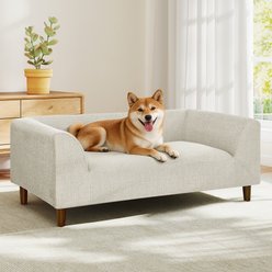 Yafylly Modern Linen Couch Sofa Bed with Backrest & Armrests for Medium & Large Dogs, Medium: 39.5 x 23 x 14-in, Beige