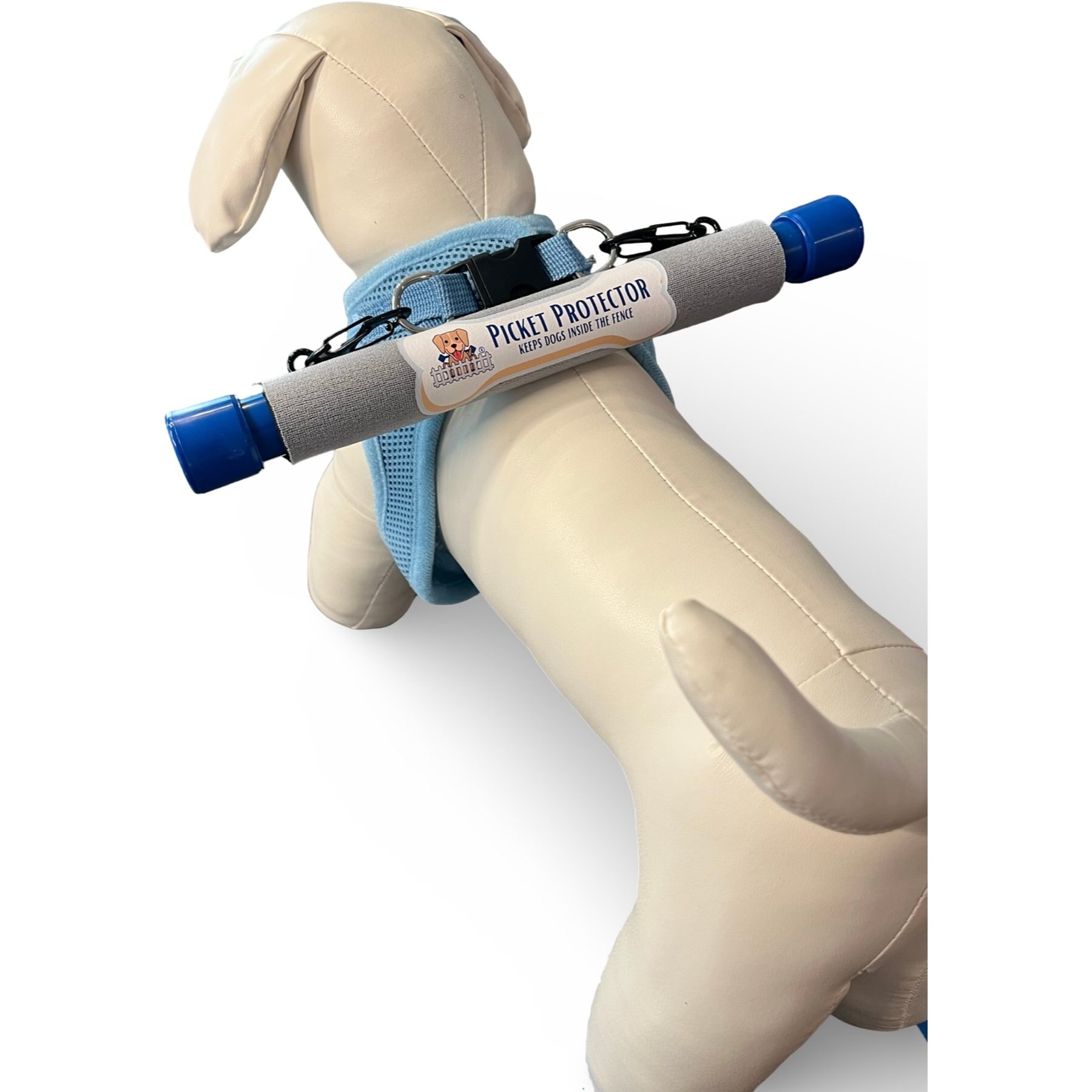 Picket Protector Classic Series Step-In Dog Harness Bundle with 10-in Picket Protector, Baby Blue, Small: 14.5 to 16-in chest