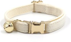 NonoPets Premium Velvet Cat Collar with Gold Bell & Safety Buckle, White, Large: 12-in neck, 1/2-in wide slide 1 of 2