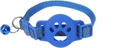 NonoPets Reflective AirTag Case GPS Cat Collar with Safety Buckle & Bell, 12.6-in neck, 1/2-in wide, Blue